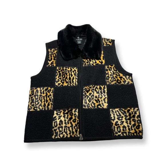 Vintage Leopard Print Tally Ho 100% Wool Vest Size Large - Picture 3 of 6